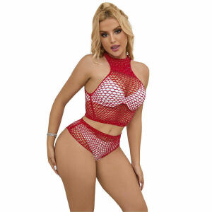 SUBBLIME - 952402 FISHNET SET WITH PINK DIAMONDS ONE SIZE