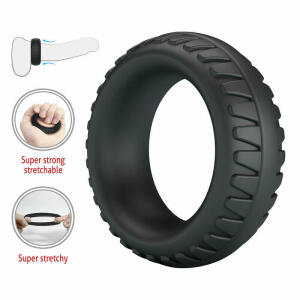 CRAZY BULL - MERRITT TEXTURED SILICONE COCK RING BLACK