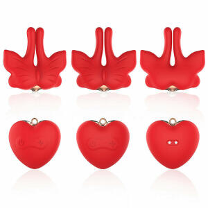 ARMONY - MAGNETIC NIPPLE CLAMPS WITH VIBRATION BUTTERFLY SHAPE RED