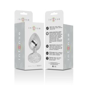 INTENSE - ALUMINUM METAL ANAL PLUG WITH SILVER CRYSTAL SIZE S