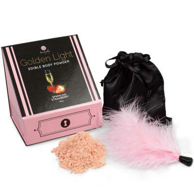 DML-D-232386-SECRETPLAY - GOLDEN LIGHT KIT SPARKLING STRAWBERRY EDIBLE POWDER & FEATHER
