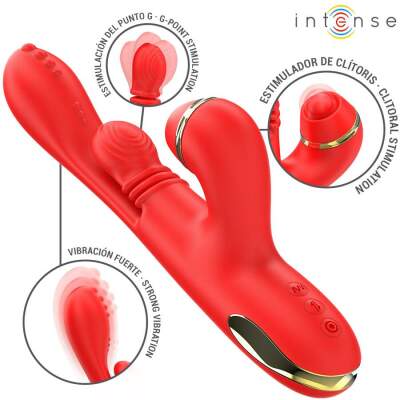 INTENSE - KATY MULTIFUNCTION CLITORIS STIMULATOR 4 INTERCHANGEABLE HEADS RED