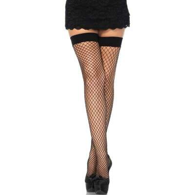 DML-D-215316-LEG AVENUE - FISHNET THIGH HIGHS BLACK ONE SIZE
