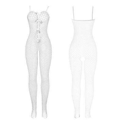 SUBBLIME - 951740 BODYSTOCKING CROTCHLESS DE REJILLA CON LAZOS BLANCO TALLA ÚNICA