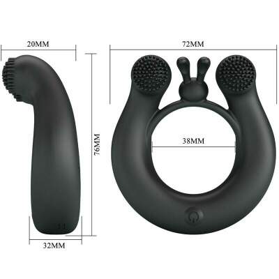 PRETTY LOVE - DAHLIA VIBRATING RING + CLITORIS STIMULATOR 12 VIBRATIONS BLACK