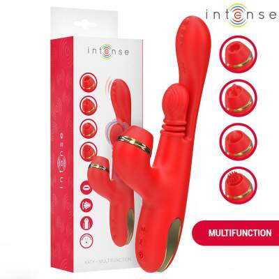 INTENSE - KATY MULTIFUNCTION CLITORIS STIMULATOR 4 INTERCHANGEABLE HEADS RED