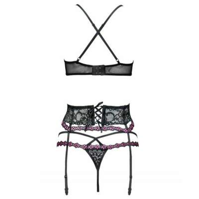 LIVCO CORSETTI FASHION - SNEHANA LC 90443 BRA + GARTER BELT + PANTY BLACK