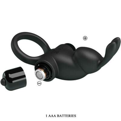 PRETTY LOVE - VIBRATING RING + RABBIT CLITORIS STIMULATOR 10 VIBRATIONS BLACK