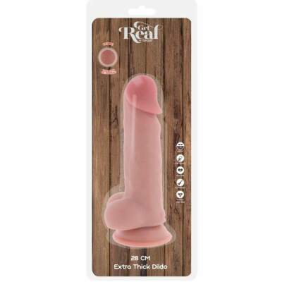 GET REAL - DELUXE REALISTIC PENIS WITH TESTICLES EXTRA THICK 28 CM