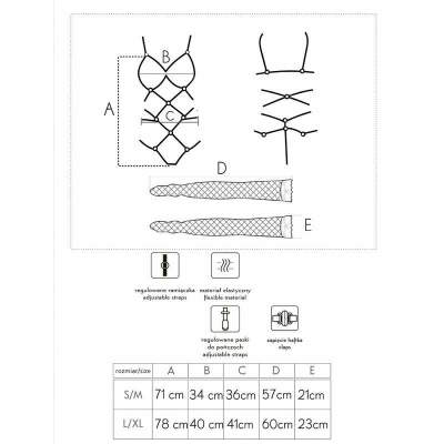 LIVCO CORSETTI FASHION - THIARA LC 20213 SET BODY + STOCKINGS BLACK L/XL