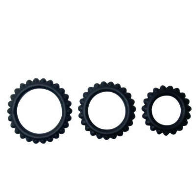 DML-D-208715-BAILE - TITAN SET 3PCS COCK RING BLACK 2.8 + 2.4 + 1.9 CM