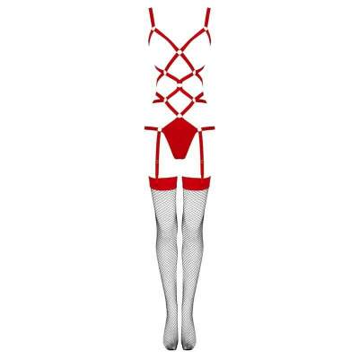 LIVCO CORSETTI FASHION - THIARA LC 20213 SET BODY + STOCKINGS RED L/XL