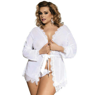 DML-D-220604-SUBBLIME - QUEEN PLUS WHITE BABYDOLL WITH FRINGE