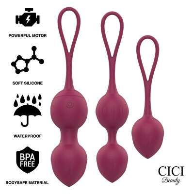 DML-D-232468-CICI BEAUTY - PREMIUM SILICONE 3 VIBRATING KEGEL BEADS REMOTE CONTROL