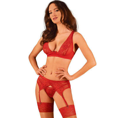 DML-D-235911-OBSESSIVE - LACELOVE SET TRES PIEZAS ROJO XS/S