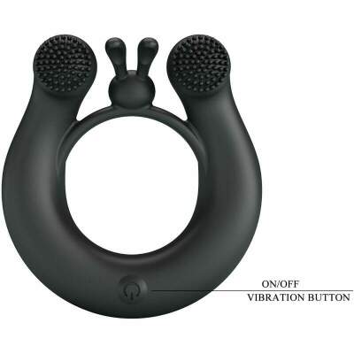 PRETTY LOVE - DAHLIA VIBRATING RING + CLITORIS STIMULATOR 12 VIBRATIONS BLACK