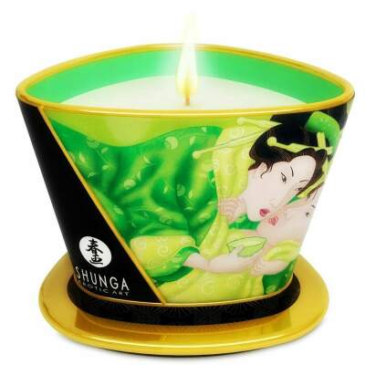 DML-D-202769-SHUNGA - MINI CARESS BY CANDELIGHT MASSAGE CANDLE T GREEN 170 ML