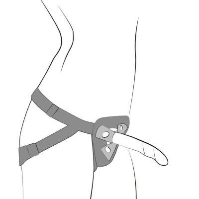 ROMP - PICCOLO HARNESS + SILICONE DILDO WITH TRICOLOR SUCTION CUP 14 CM