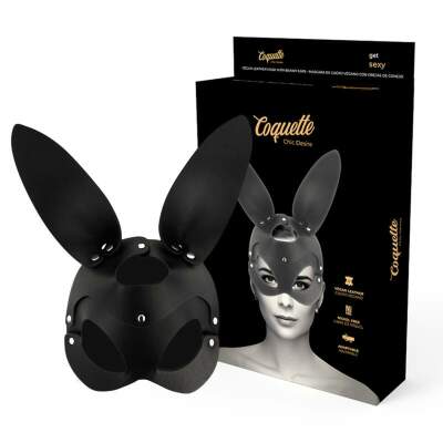DML-D-226923-COQUETTE CHIC DESIRE - VEGAN LEATHER MASK WITH BUNNY EARS