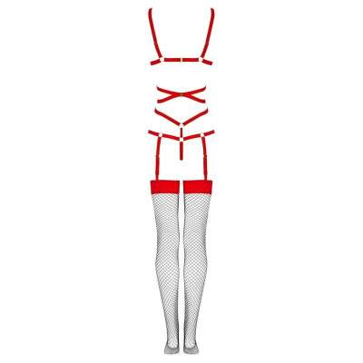 LIVCO CORSETTI FASHION - THIARA LC 20213 SET BODY + STOCKINGS RED S/M