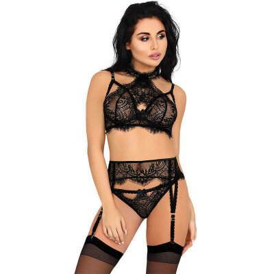 DML-D-239105-LIVCO CORSETTI FASHION - MAJALESA LC 90526 SUJETADOR + LIGUERO + PANTY BLACK S/M