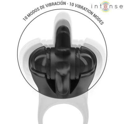 INTENSE - MABEL VIBRATING RING 10 VIBRATIONS WITH CLITORIS STIMULATOR BLACK