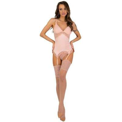 DML-D-239887-LIVCO CORSETTI FASHION - PERSINNE PEACH SET CORSET + PANTY + MEDIAS S/M