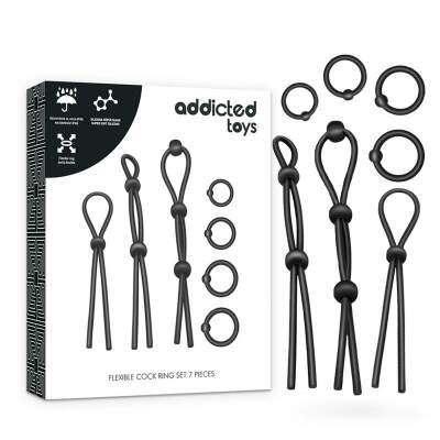 DML-D-227641-ADDICTED TOYS - FLEXIBLE SILICONE COCK RING SET 7 PIECES