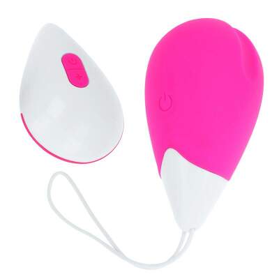 DML-D-227205-OHMAMA - TEXTURED VIBRATING EGG 10 MODES PINK AND WHITE