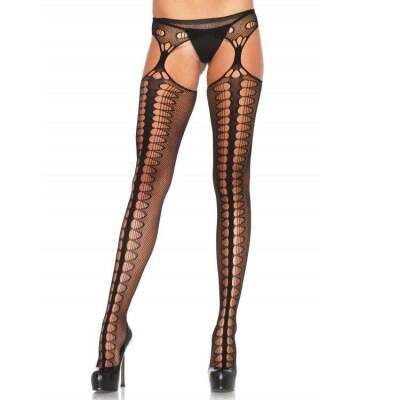 DML-1062 BLACK-LEG AVENUE - TIGHTS WITH GARTER EXCLUSIVE BLACK