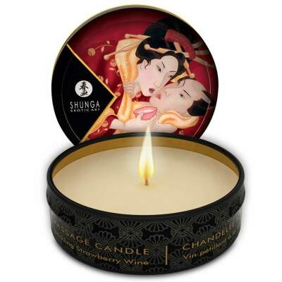 DML-D-202764-SHUNGA - MINI CARESS BY CANDELIGHT STRAWBERRIES AND CAVA MASSAGE CANDLE 30 ML