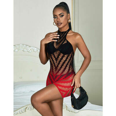 SUBBLIME - 952242 VESTIDO DE REJILLA ELÁSTICO DEGRADADO ROJO Y NEGRO TALLA ÚNICA