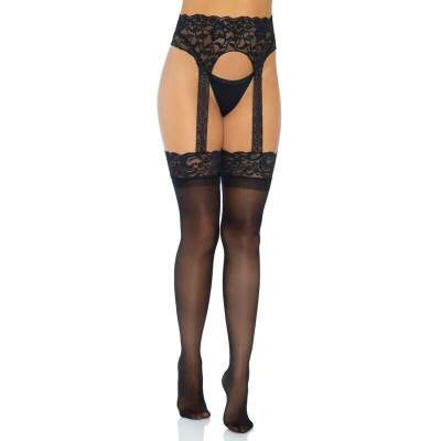 DML-D-228373-LEG AVENUE - OPAQUE GARTERBELT STOCKING ONE SIZE