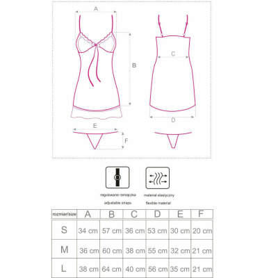 LIVCO CORSETTI FASHION - HYEONA 1710 BABYDOLL + THONG ROSE M