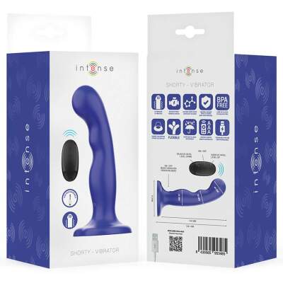 INTENSE - SHORTY VIBRATOR WITH SUCTION CUP BLUE REMOTE CONTROL
