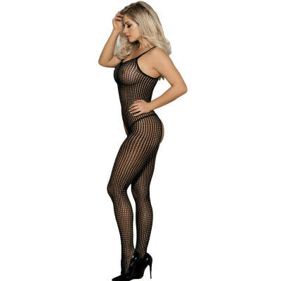 SUBBLIME - 951726 BODYSTOCKING CROTCHLESS DE REJILLA ELÁSTICO NEGRO TALLA ÚNICA