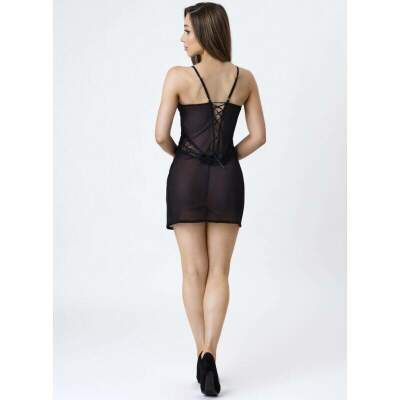 LIVCO CORSETTI FASHION - ZOE LC 20202 BABYDOLL + THONG BLACK L/XL