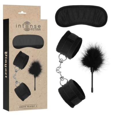DML-D-236018-INTENSE - FETISH EROTIC PLAYSET 2 WITH HANDCUFFS, BLIND MASK AND TICKLER