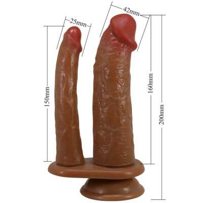 PRETTY LOVE - HULBERT DOUBLE REALISTIC DILDO WITH VIBRATION MULATO