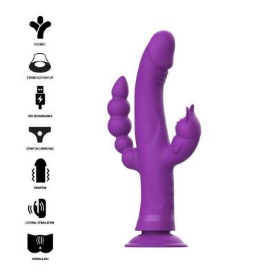 DML-D-234766-INTENSE - CASANOVA VIBRADOR RABBIT SILICONA TRIPLE MOTOR MORADO