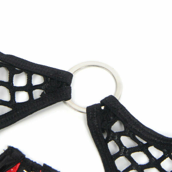 SUBBLIME - 955533 RED PATENT LEATHER MESH ZIPPER BRA SET S/M