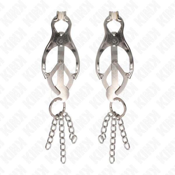 KINK - JAPANESE CLOVER NIPPLE CLAMPS WITH LITTLE CHAINS SILVER
