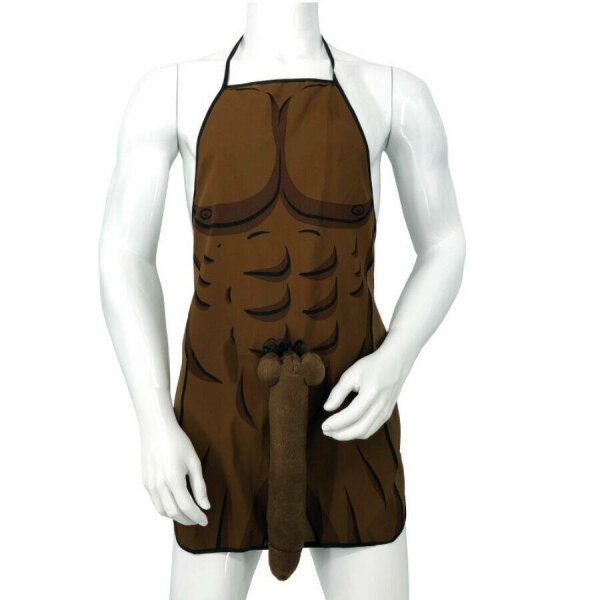 DIABLO PICANTE - MUSCULAR APRON WITH 3D PENIS IN BROWN TONE