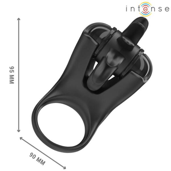 INTENSE - MABEL VIBRATING RING 10 VIBRATIONS WITH CLITORIS STIMULATOR BLACK
