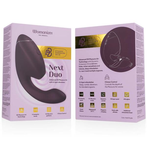 WOMANIZER - DUO NEXT DUAL CLITORAL & G-SPOT STIMULATOR DARK PURPLE