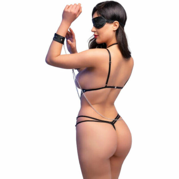 CHILIROSE - CR 4638 SET BODYSUIT CROTCHLESS BLACK L/XL