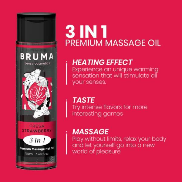 BRUMA - PREMIUM MASSAGE HOT OIL STRAWBERRY 3 IN 1 - 100 ML