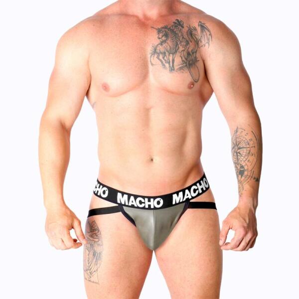 MACHO - MX27GR JOCK LEATHER GRAY BEIGE L