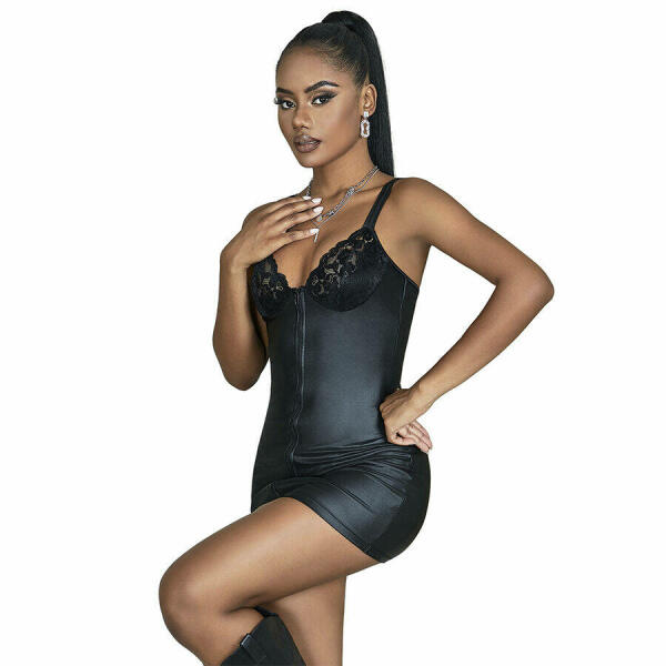 SUBBLIME - 957568 LEATHER ZIP DRESS BLACK S/M