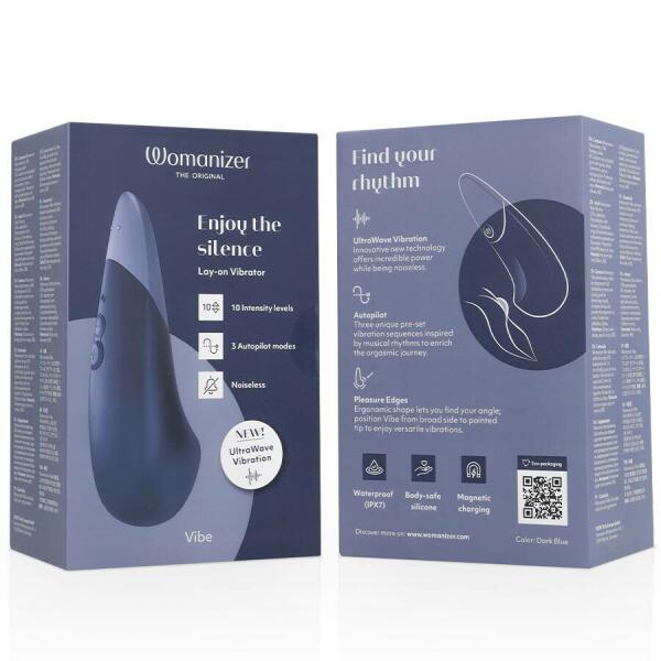 WOMANIZER - VIBE LAY-ON SILENT VIBRATOR DARK BLUE